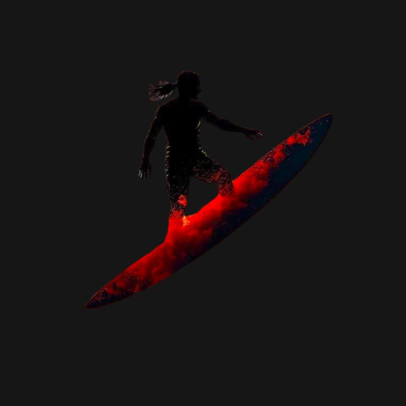 Dramatic Red Surfing Silhouette Art Mouse Pad