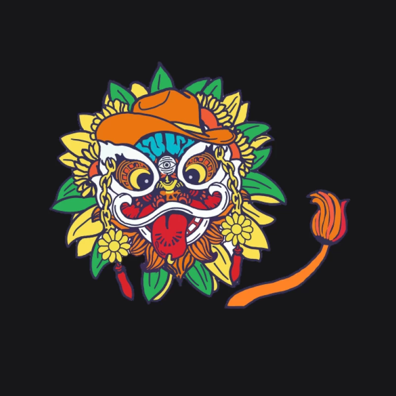 Traditionelle Maske mit Sonnenblume Herren Pullover Hoodie