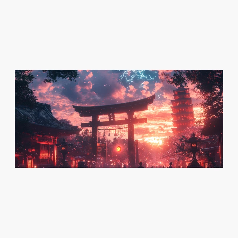 Enchanting Japanese Shrine at Magical Sunset Coffee Mug