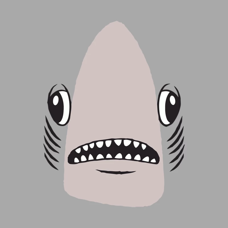 Minimalist Cartoon Shark Face Design Female Pullover Hoodie