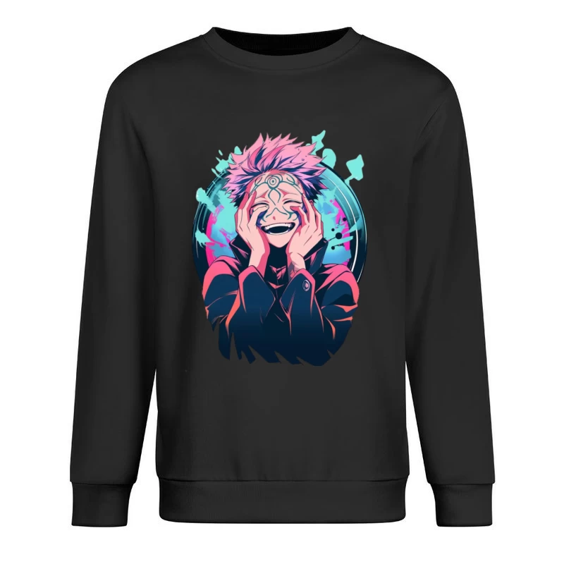 Lachender Anime-Charakter mit Muster Herren Pullover Sweatshirt