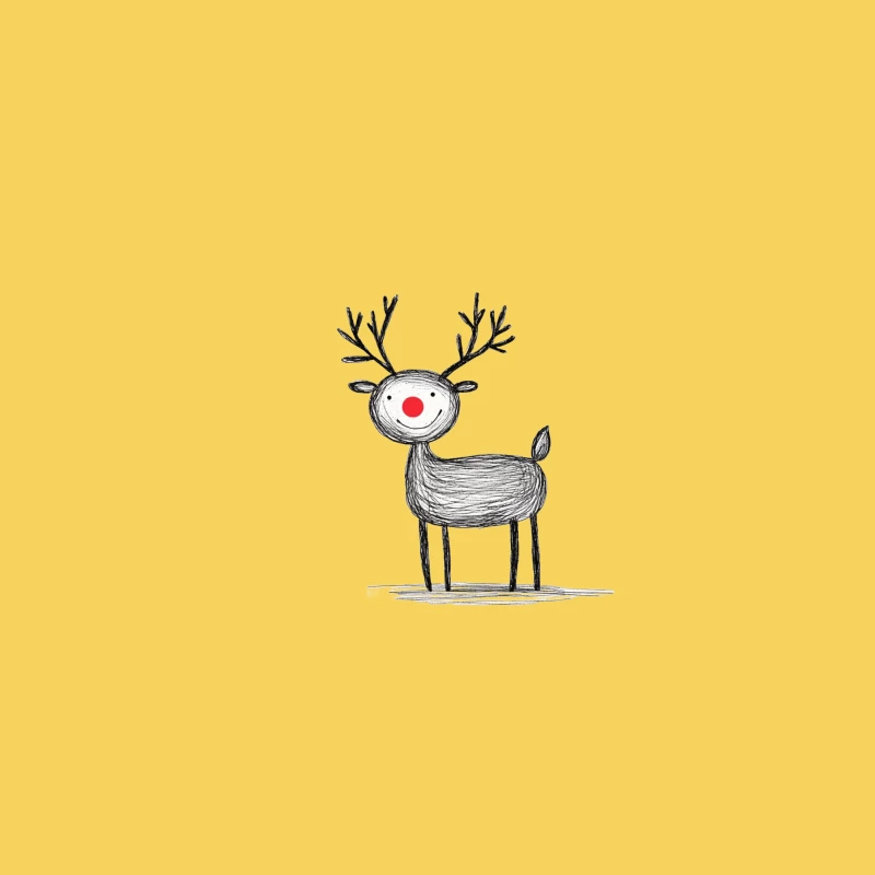Cute Christmas Reindeer Minimalist Sketch Bucket Hat