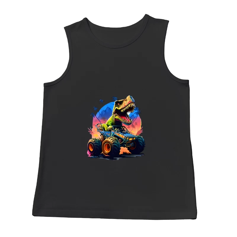 Dinosaurier-Monstertruck bei Sonnenuntergang Herren Tanktops