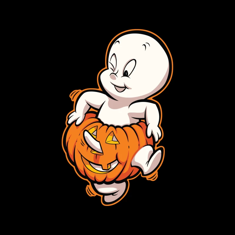 Casper the Friendly Ghost in a Pumpkin Costume Mouse Pad