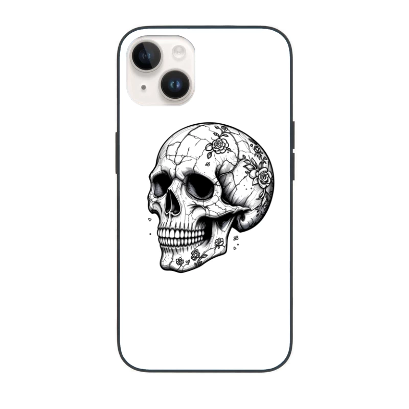 Artistic Skull with Floral Details iPhone Case