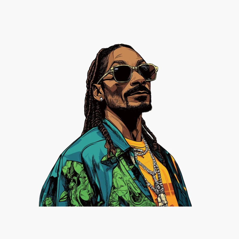 Stylish Rapper Illustration with Dreadlocks and Colorful Attire Cotton Tote Bag