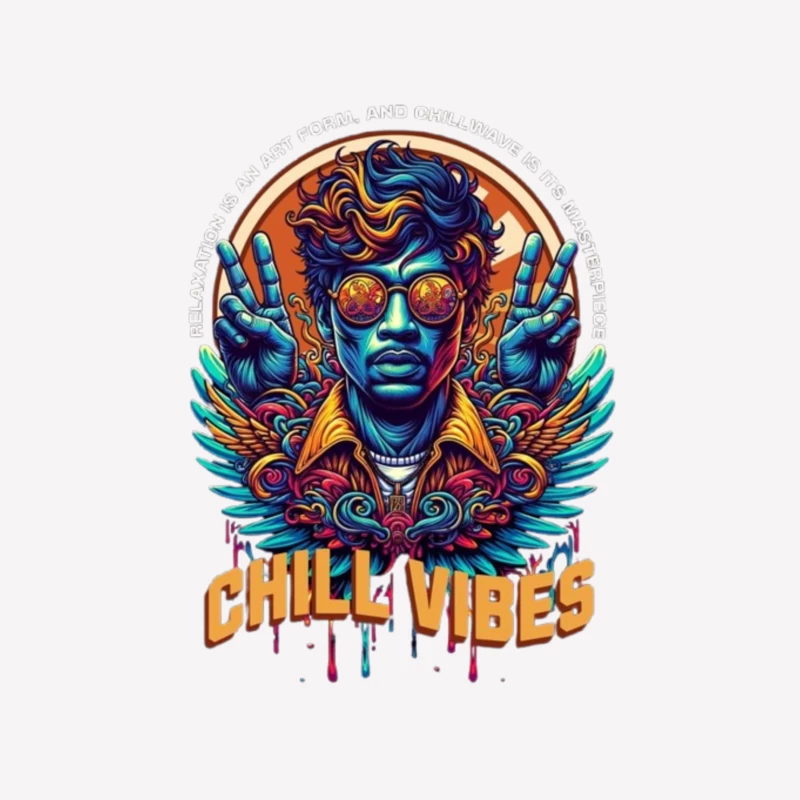 Psychedelic Peace and Chill Vibes Retro Art Design Male T-Shirt