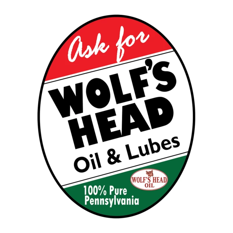 Vintage Wolf's Head Pennsylvania Motor Oil and Lubricants Advertisement Sign Pin