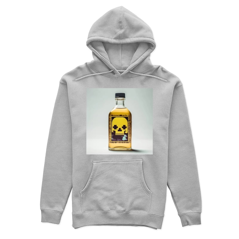 Pixel Art Skull Liquor Bottle with Retro Gaming Design Female Pullover Hoodie