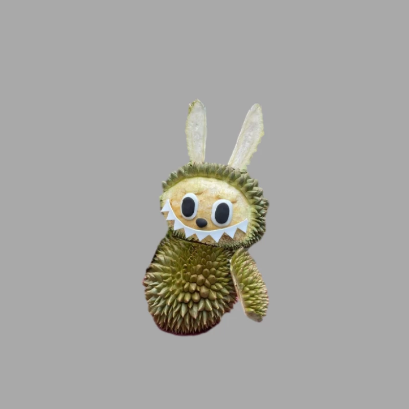 Kreatives Durian-Kunstwerk mit Hasenelementen Herren Pullover Hoodie