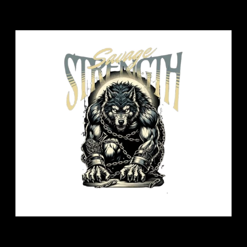 Savage Strength: Chained Werewolf Dark Art Tapestry