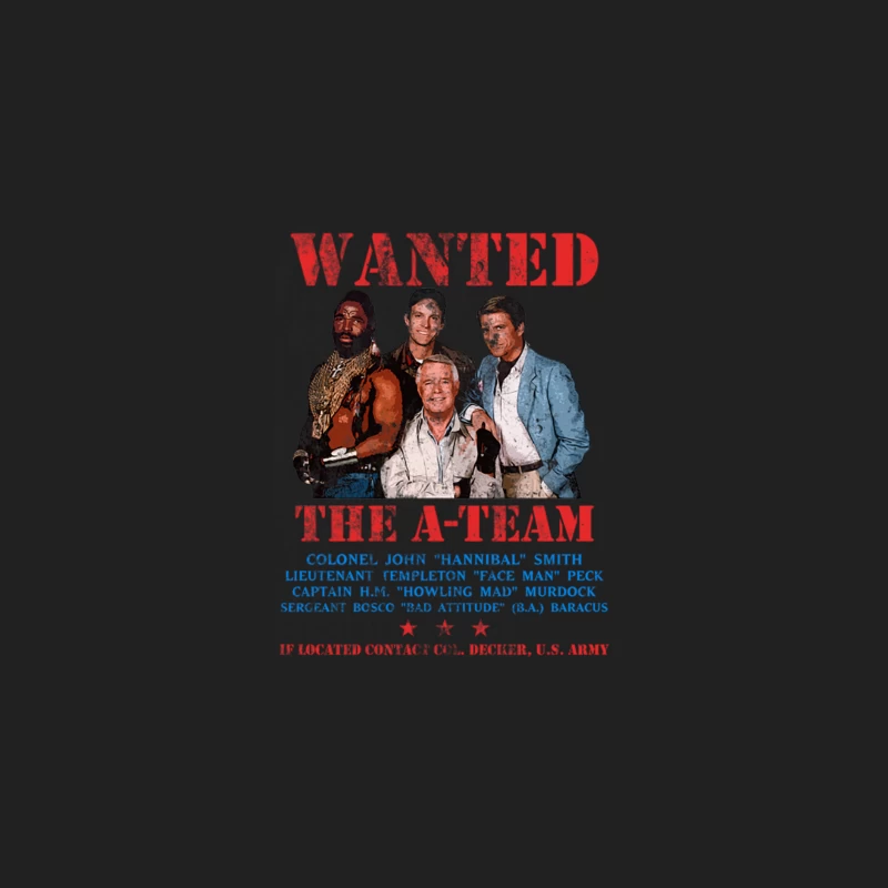 Vintage Wanted Poster of The A-Team TV Show Characters Bucket Hat