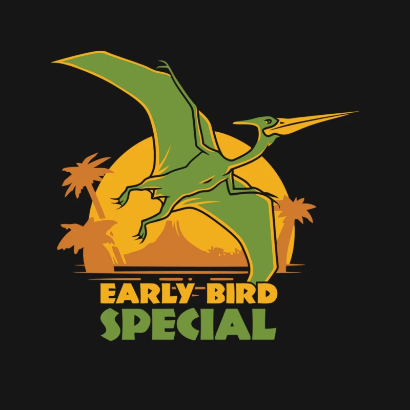 Prehistoric Early Bird Special: Pterodactyl Sunrise Design Mouse Pad