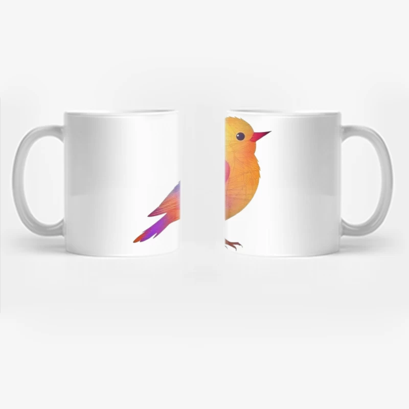 Whimsical Rainbow Bird Digital Illustration Coffee Mug