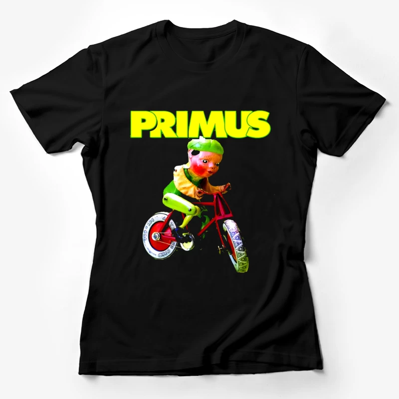 Primus Band Logo with Surreal Vintage Toy Bicycle Art Female T-Shirt