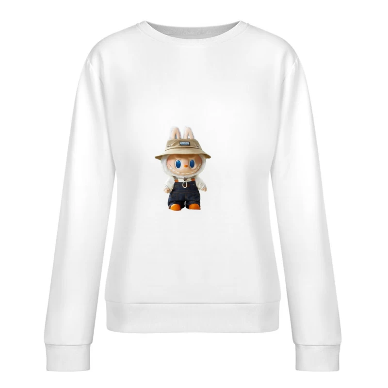 Niedliche Puppe mit Hut und Latzhose Damen Pullover Sweatshirt