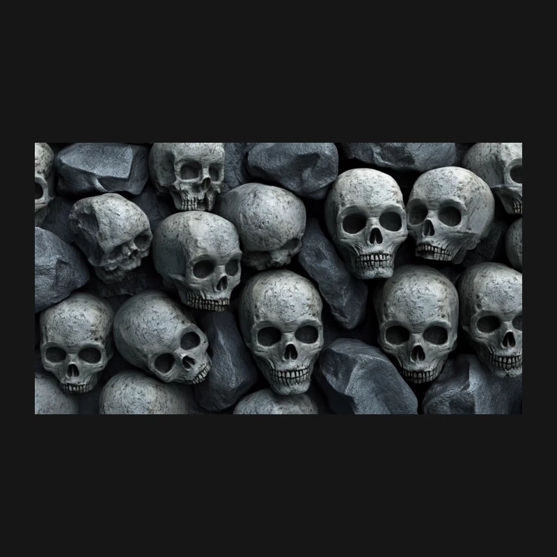 Macabre Collection of Skulls: A Gothic Display of Death Desk Mat