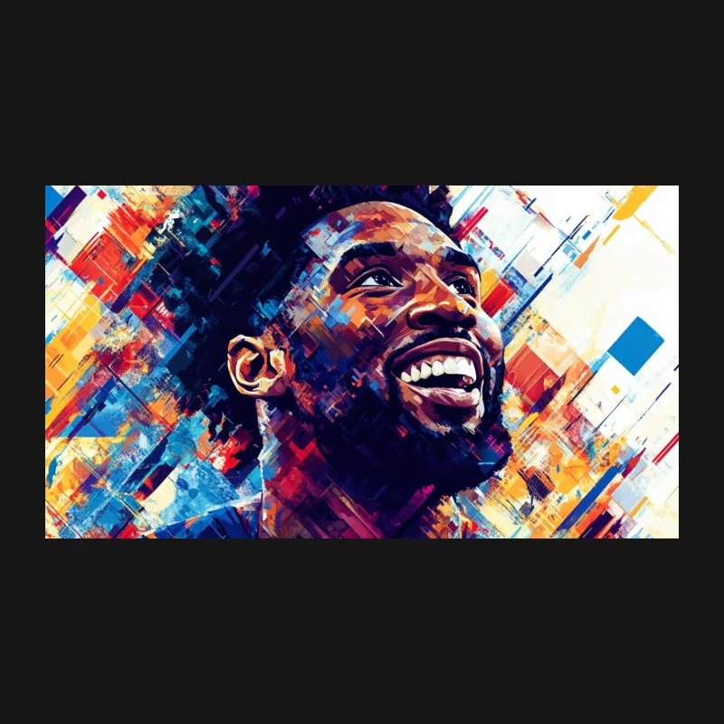Vibrant Digital Portrait of Joyful Basketball Icon Desk Mat