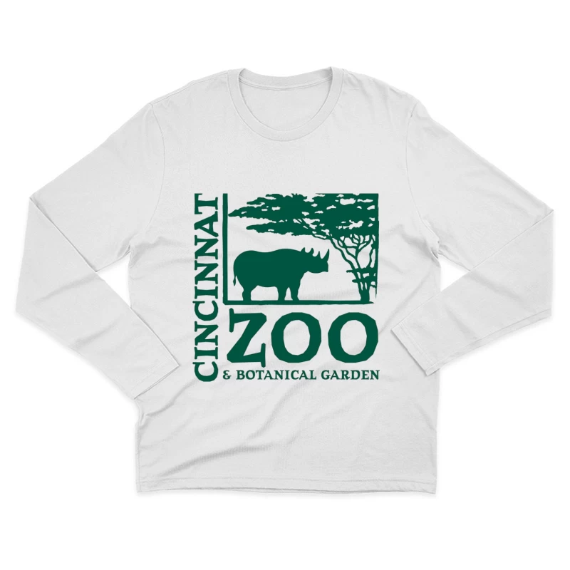 Cincinnati Zoo & Botanical Garden Logo with Rhinoceros and Acacia Tree Male Long Sleeve T-Shirt