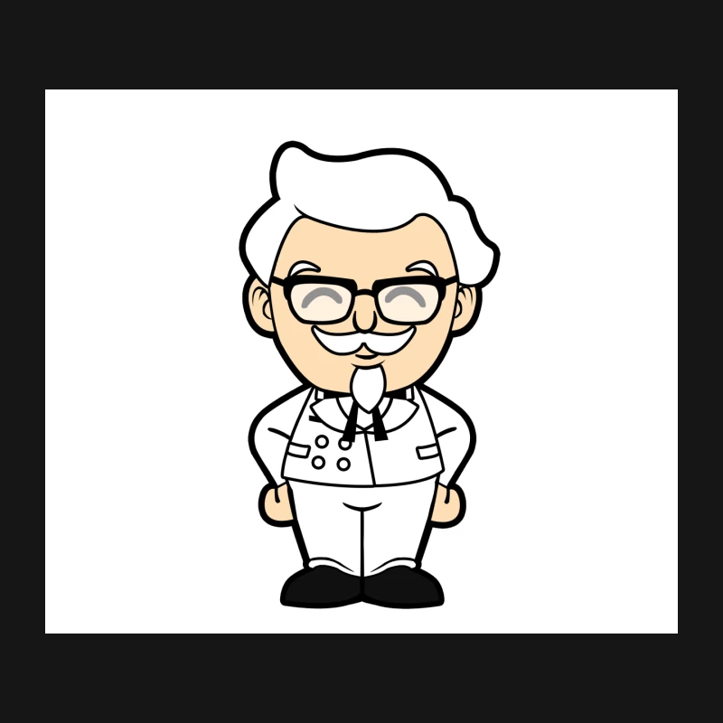 Cheerful Elderly Cartoon Character in White Uniform Mouse Pad