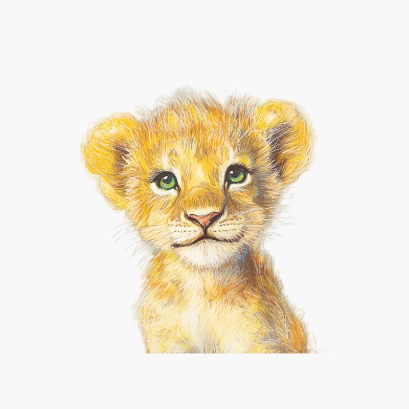 Sweet Lion Cub Watercolor Portrait Cotton Tote Bag