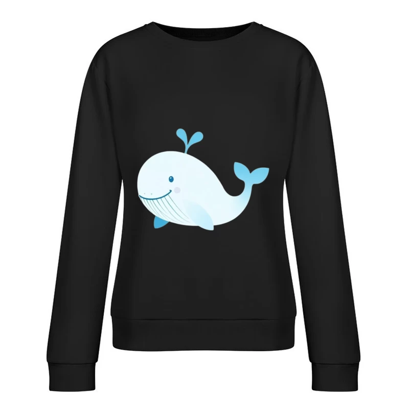 Cute Blue Cartoon Whale Illustration Female Pullover Sweatshirt