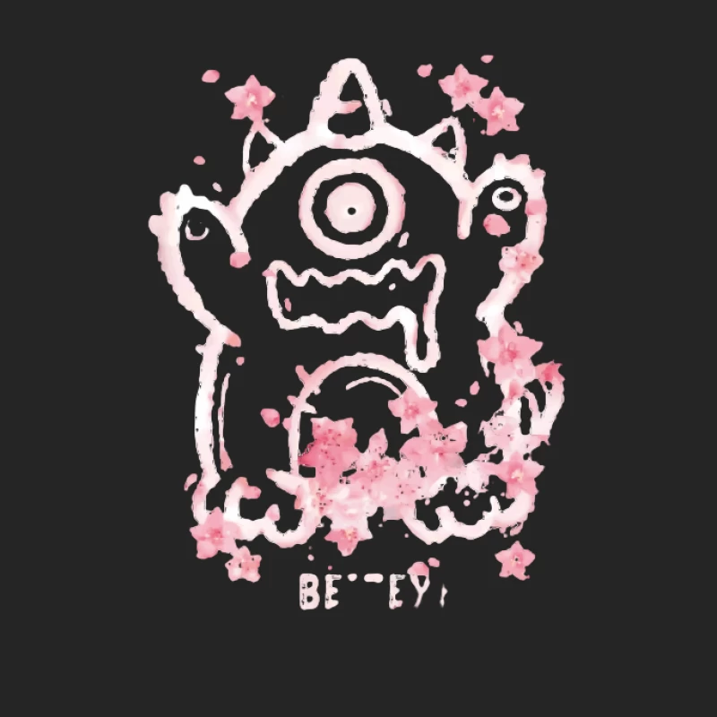 Monster mit Blumen und Schriftzug Damen Pullover Sweatshirt