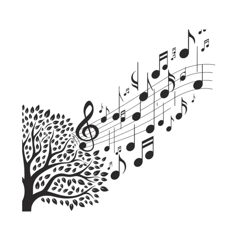 Melodic Nature: Tree of Musical Notes Tapestry