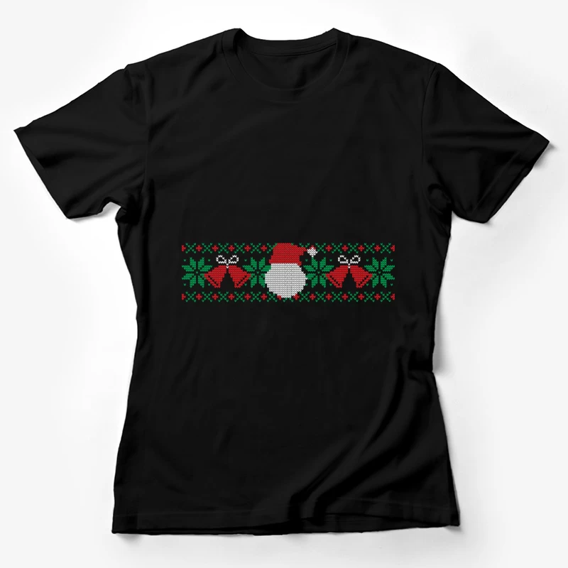 Motif de Noël au point de croix avec cloches et Père Noël Femme T-Shirt
