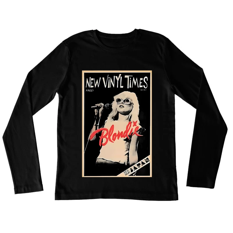 Vintage New Vinyl Times Magazine Cover Featuring Blondie in Black and White Female Long Sleeve T-Shirt