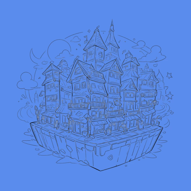 Fantasy Floating Village Pin