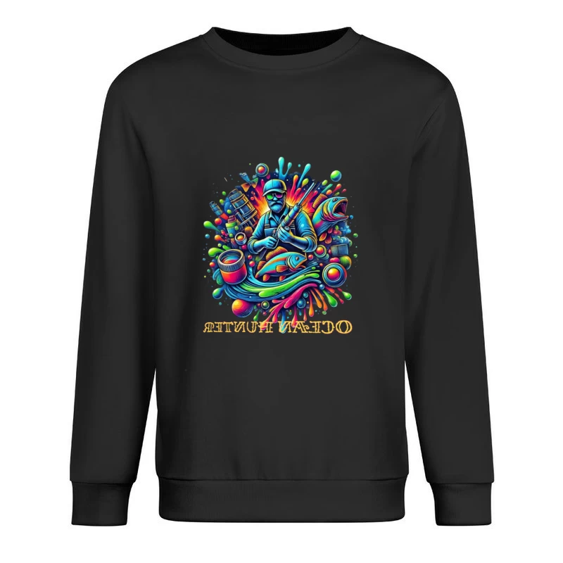 Psychedelic Fishing Adventure Art Male Pullover Sweatshirt