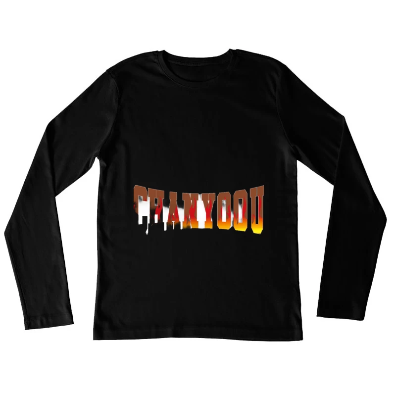 Flammende Buchstaben Damen Langarm T-Shirt