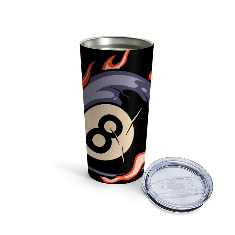 Flaming Eight Ball Illustration Travel Mug