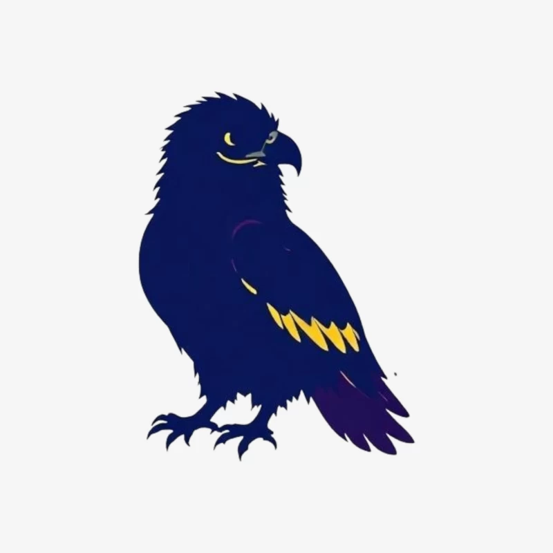 Stylized Navy Blue Raven Mascot Illustration Male Pullover Sweatshirt