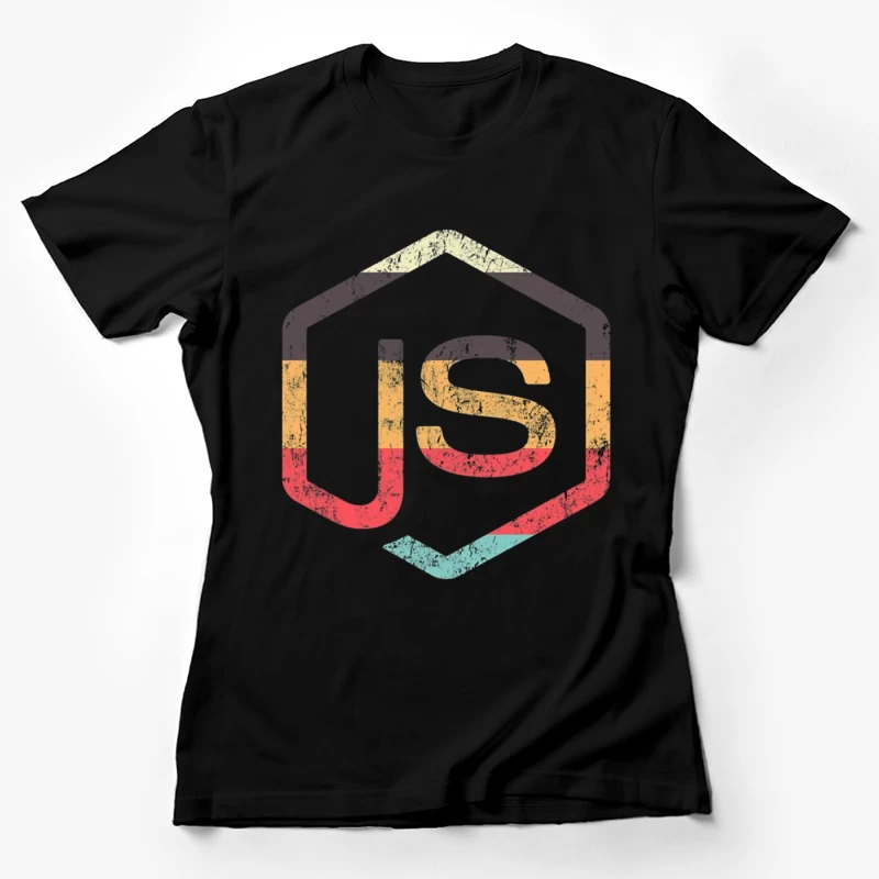 Vintage JavaScript Hexagonal Logo Design Female T-Shirt