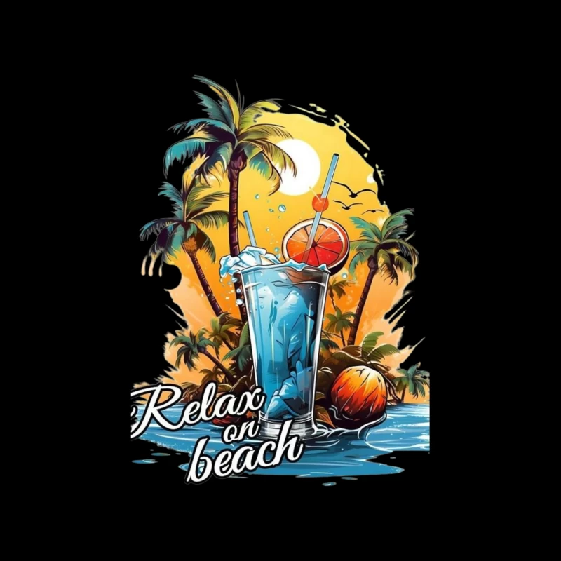 Beach Relaxation Cocktail Throw Pillow