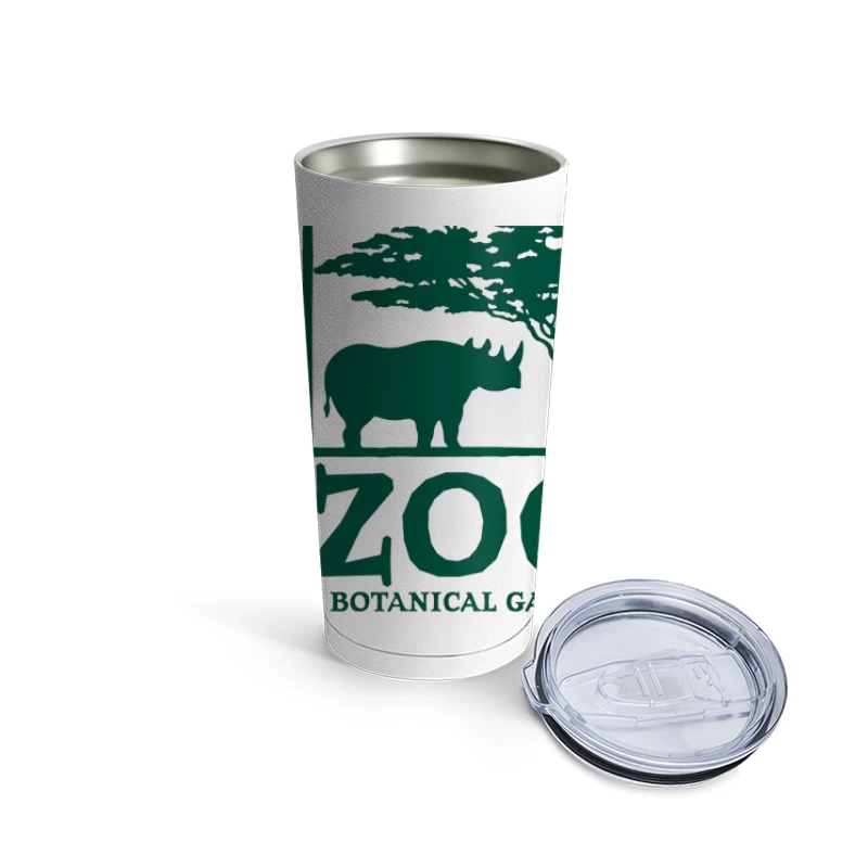 Cincinnati Zoo & Botanical Garden Logo with Rhinoceros and Acacia Tree Travel Mug