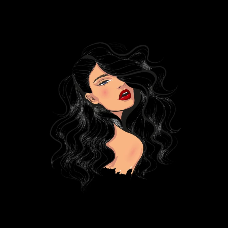 Portrait of a Beautiful Woman with Flowing Hair Tapestry