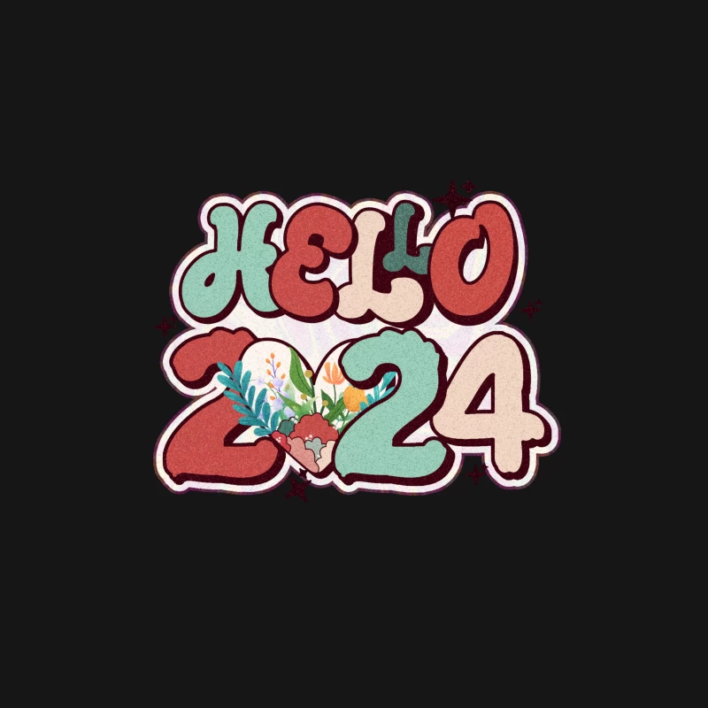Willkommen 2024 mit Blumen Herren Langarm T-Shirt
