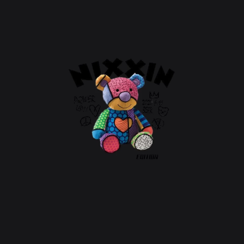 Bunter Patchwork-Teddybär Herren Pullover Hoodie