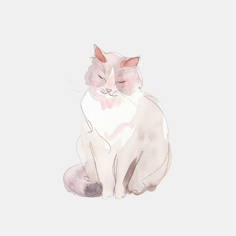 Cute Watercolor Cat Illustration in Pastel Tones Male Tank Top