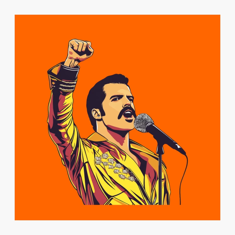 Iconic 1970s Singer Performing with Raised Fist Pin