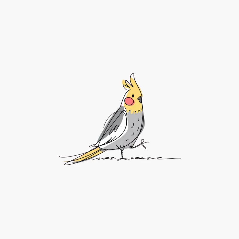 Adorable Cartoon Cockatiel Illustration with Yellow Crest Cotton Tote Bag