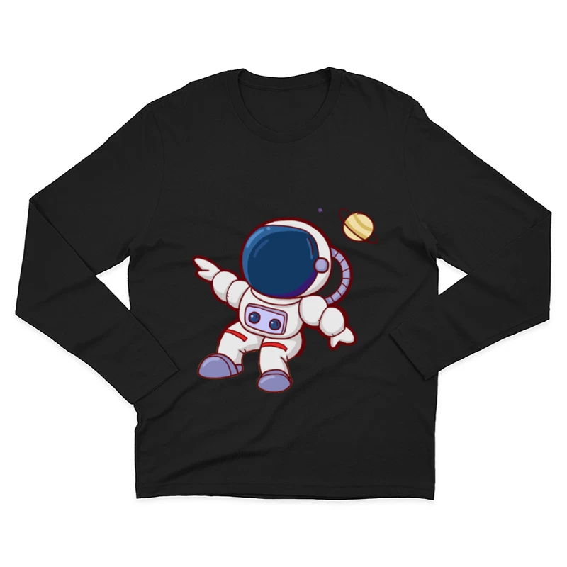 Astronaut im Weltraum mit Planet Herren Langarm T-Shirt