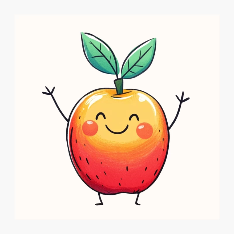 Cheerful Cartoon Apple: A Cute and Happy Fruit Character Pin
