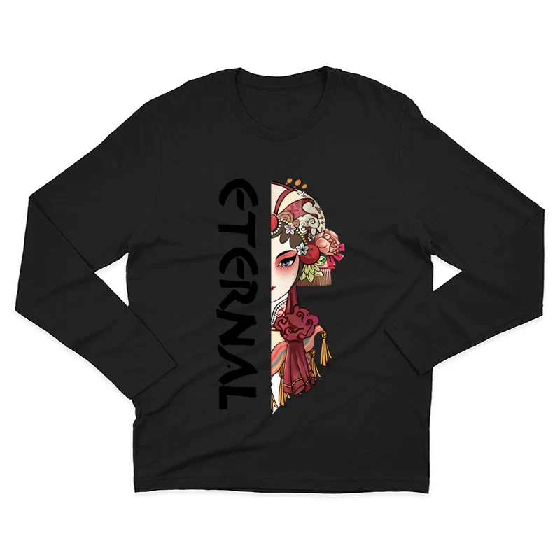 Traditionelle chinesische Opernmaske Illustration Herren Langarm T-Shirt