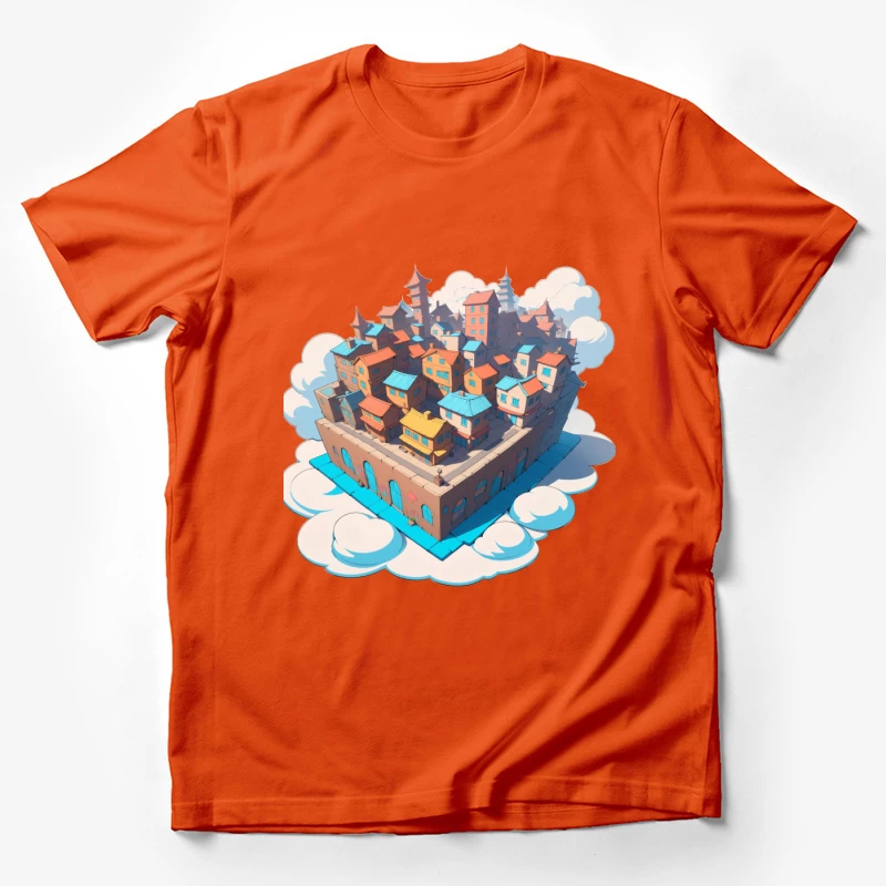 Whimsical Colorful City in the Clouds Male T-Shirt