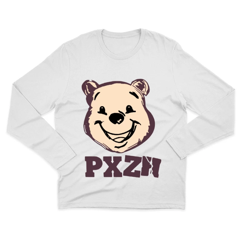 Lächelndes Bärengesicht mit Buchstaben PXZI Herren Langarm T-Shirt