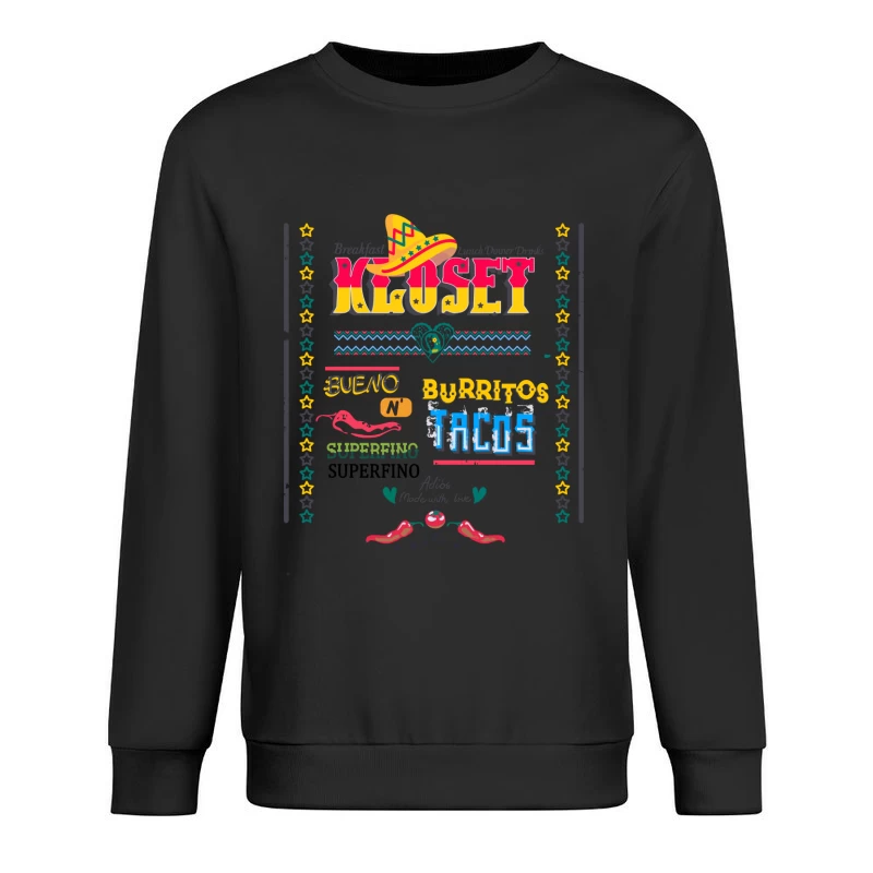 Mexikanisches Design mit Sombrero und Chilis Herren Pullover Sweatshirt